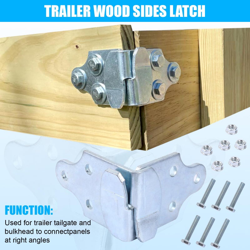 GDW Trailer Side rail Corner Connectors Trailer Wood Sides Latch Rack - with Screws 2 Sets (4 pcs) - Image 4